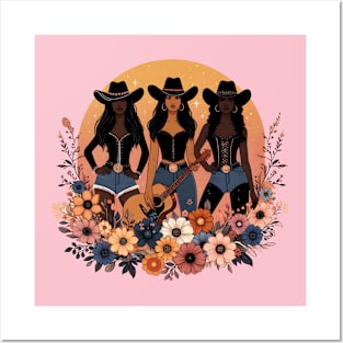 black cowgirl melanin black history texas floral Posters and Art